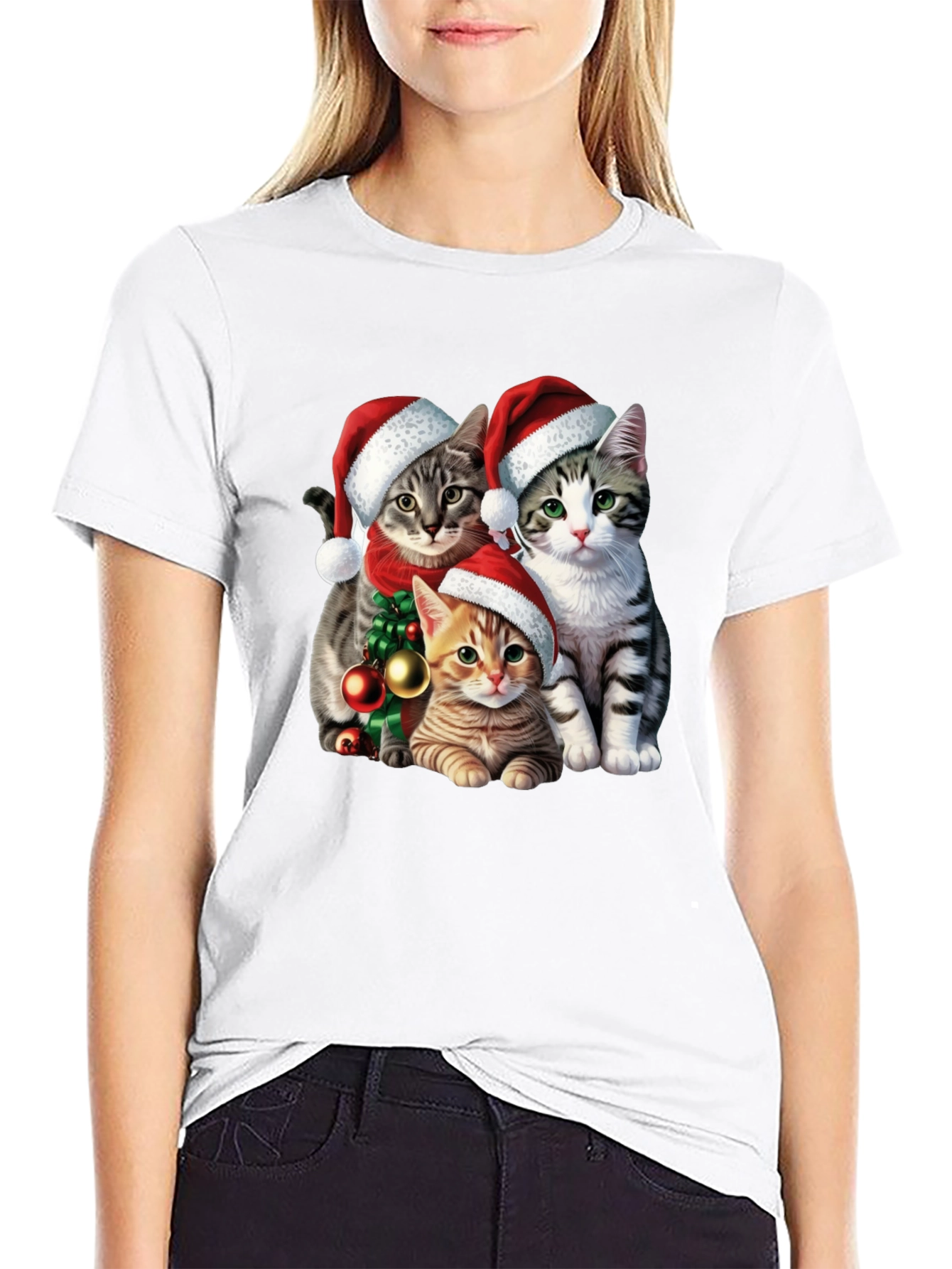 Festive Cat Santa T-Shirt