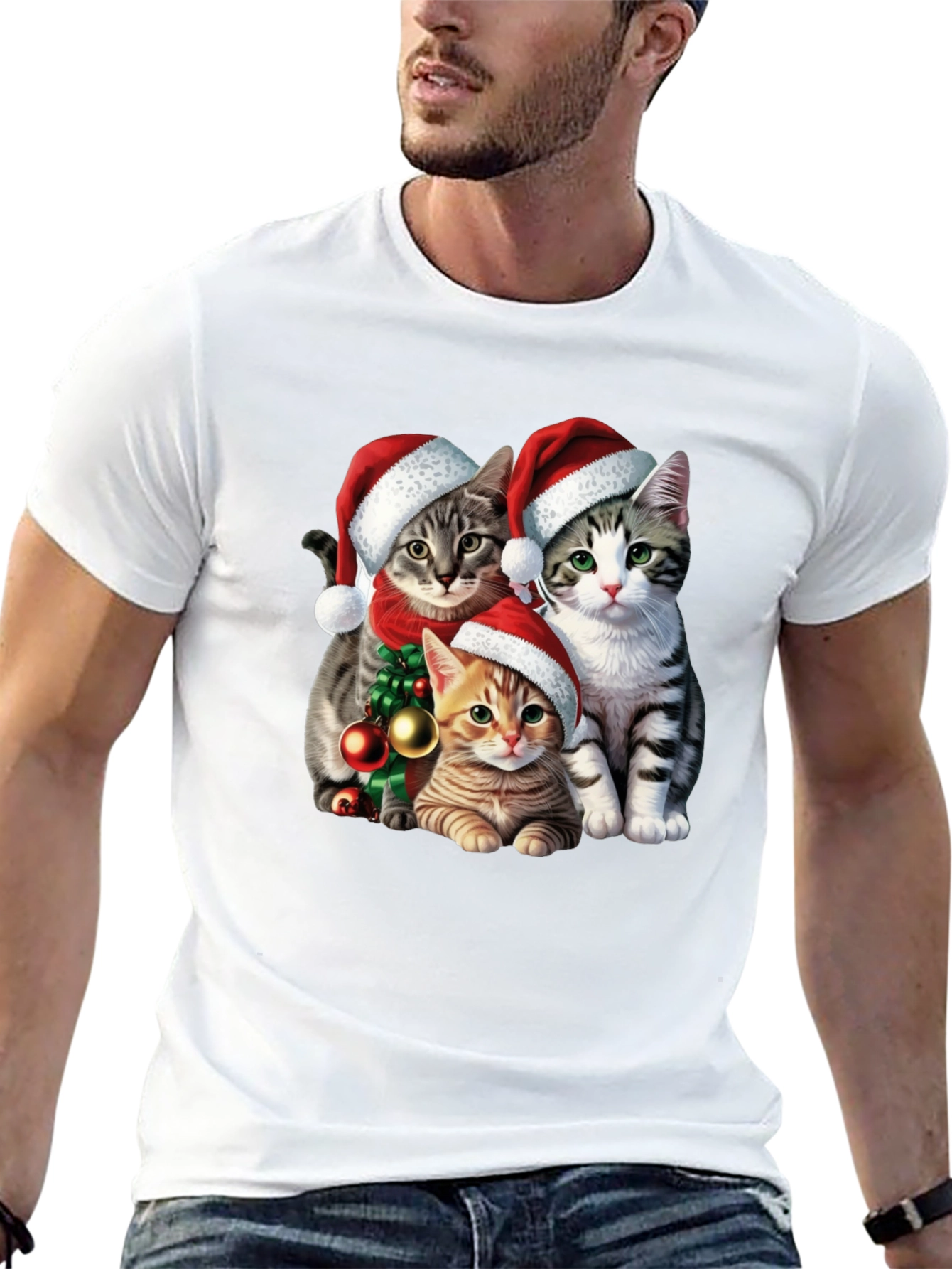 Festive Cat Santa T-Shirt