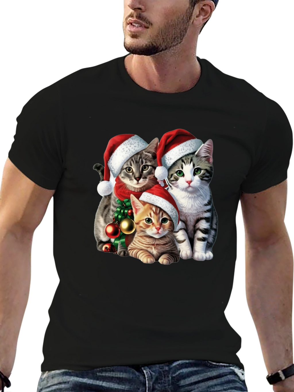 Festive Cat Santa T-Shirt