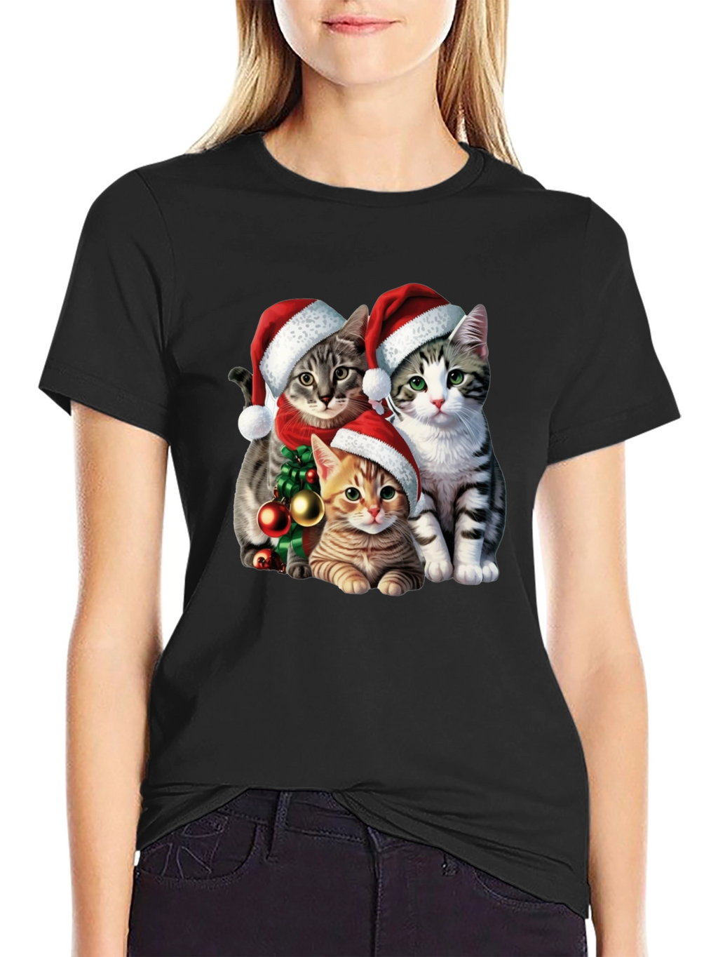 Festive Cat Santa T-Shirt