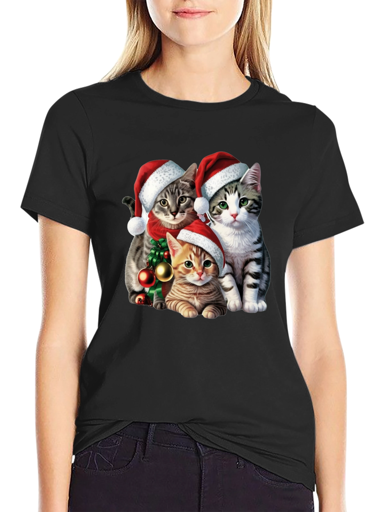 Festive Cat Santa T-Shirt