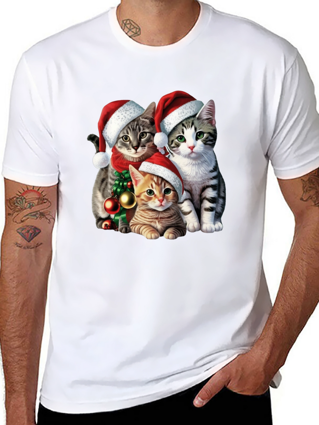 Festive Cat Santa T-Shirt