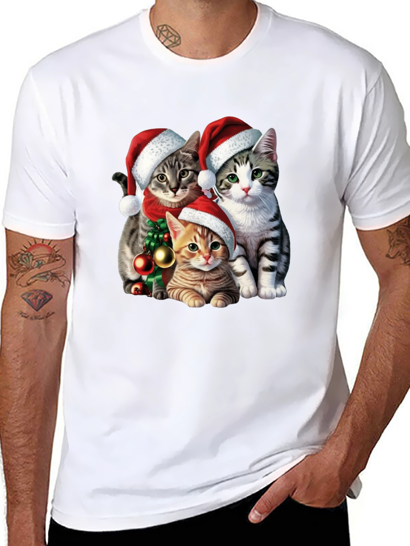 Festive Cat Santa T-Shirt