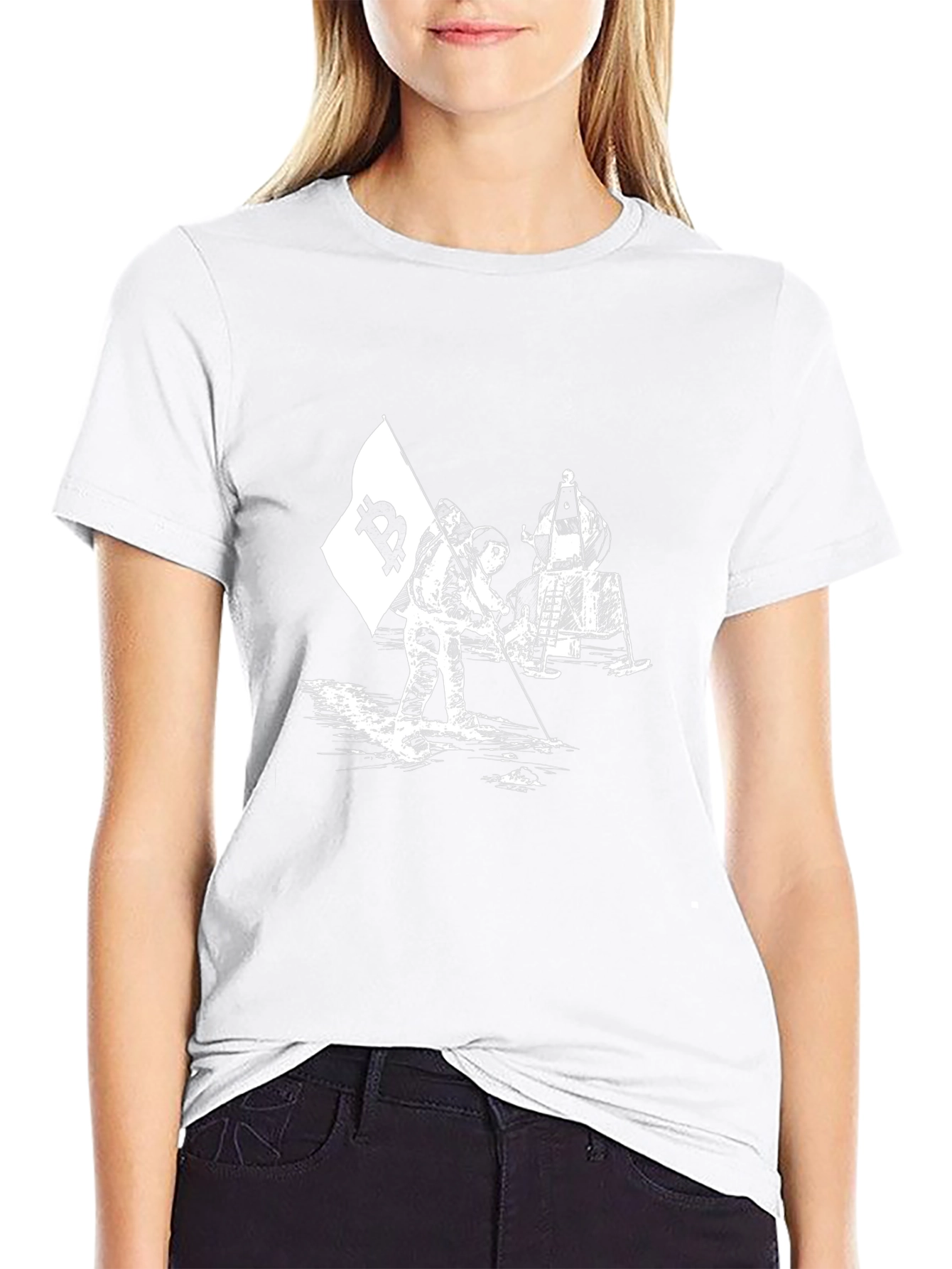 Bitcoin Moon Landing Graphic T-Shirt