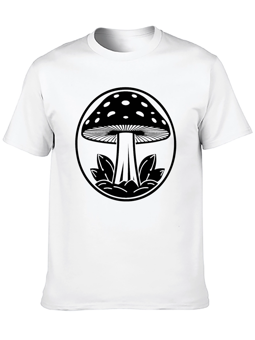 Mushroom Graphic Black Tee - Unique Design