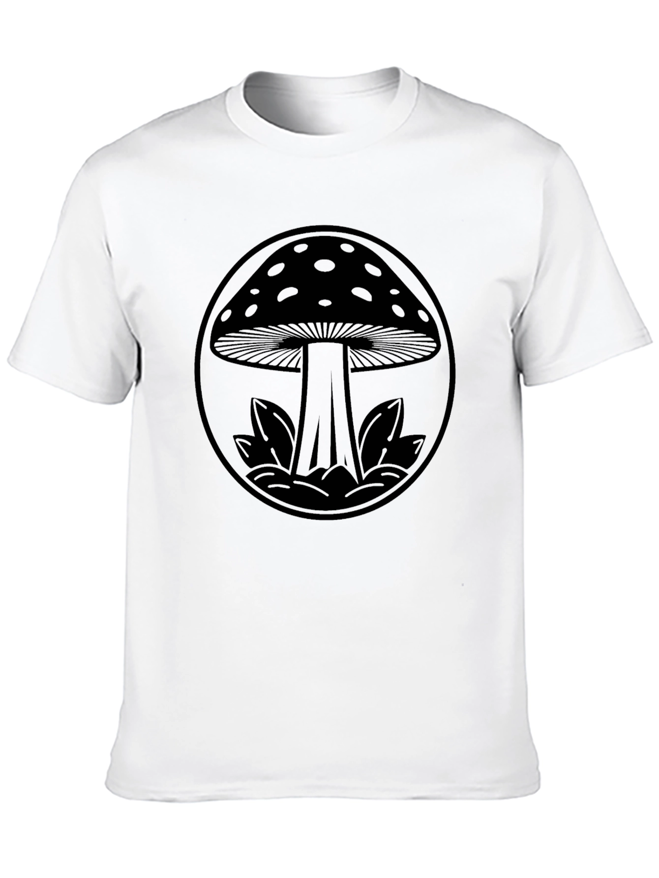 Mushroom Graphic Black Tee - Unique Design