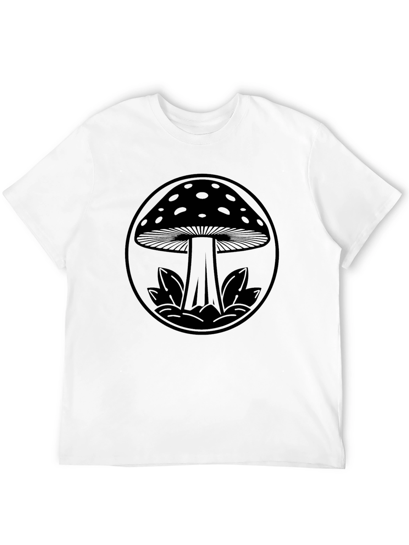 Mushroom Graphic Black Tee - Unique Design