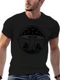Mushroom Graphic Black Tee - Unique Design