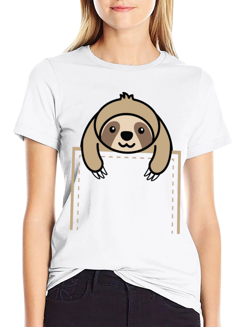 Sloth in Pocket Graphic Tee - Black