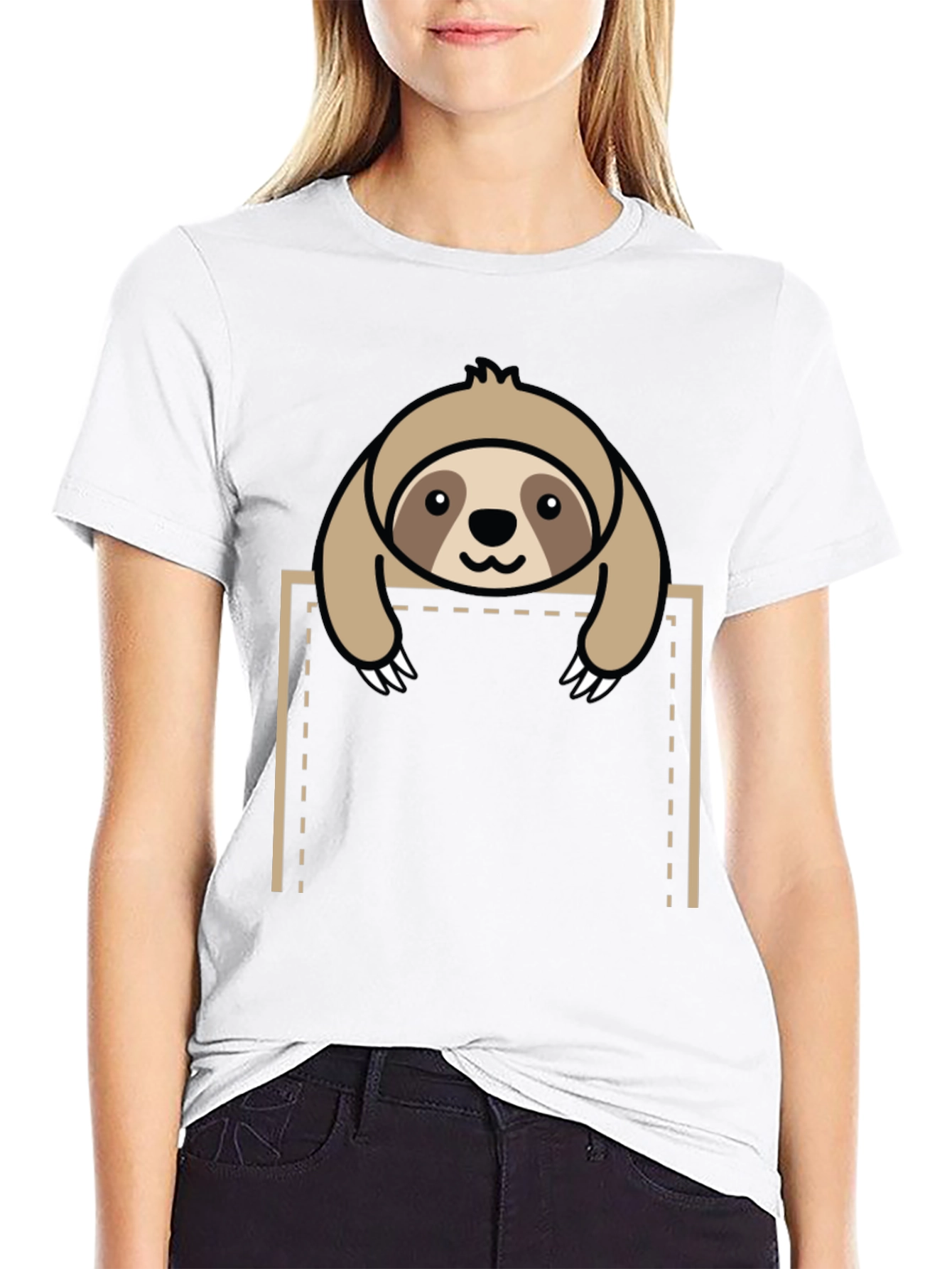 Sloth in Pocket Graphic Tee - Black