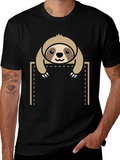Sloth in Pocket Graphic Tee - Black