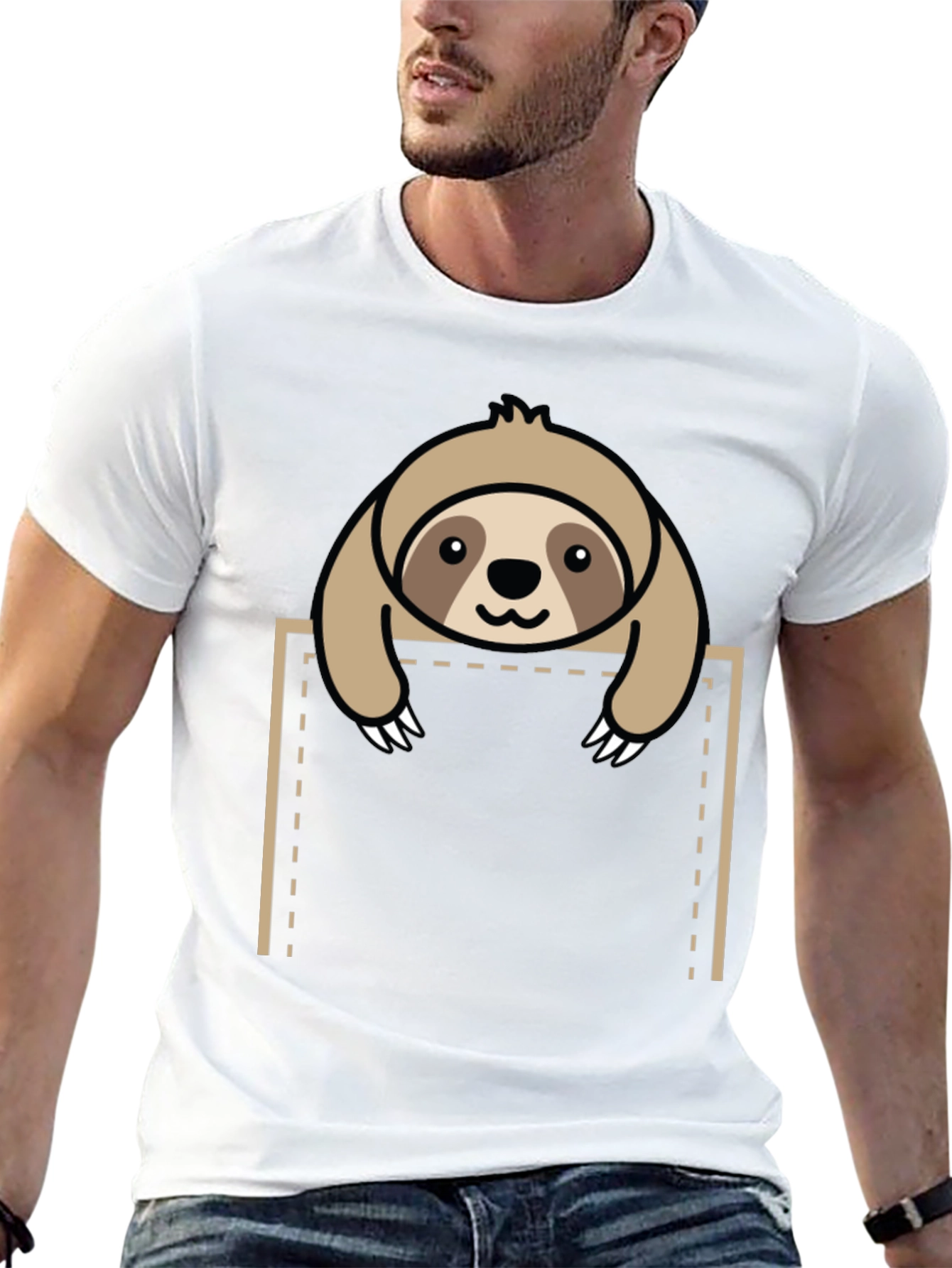Sloth in Pocket Graphic Tee - Black