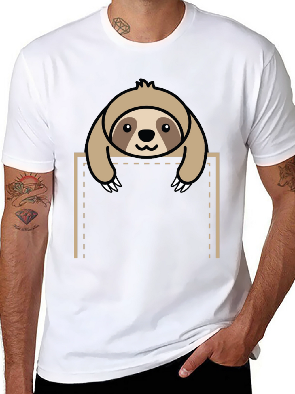 Sloth in Pocket Graphic Tee - Black