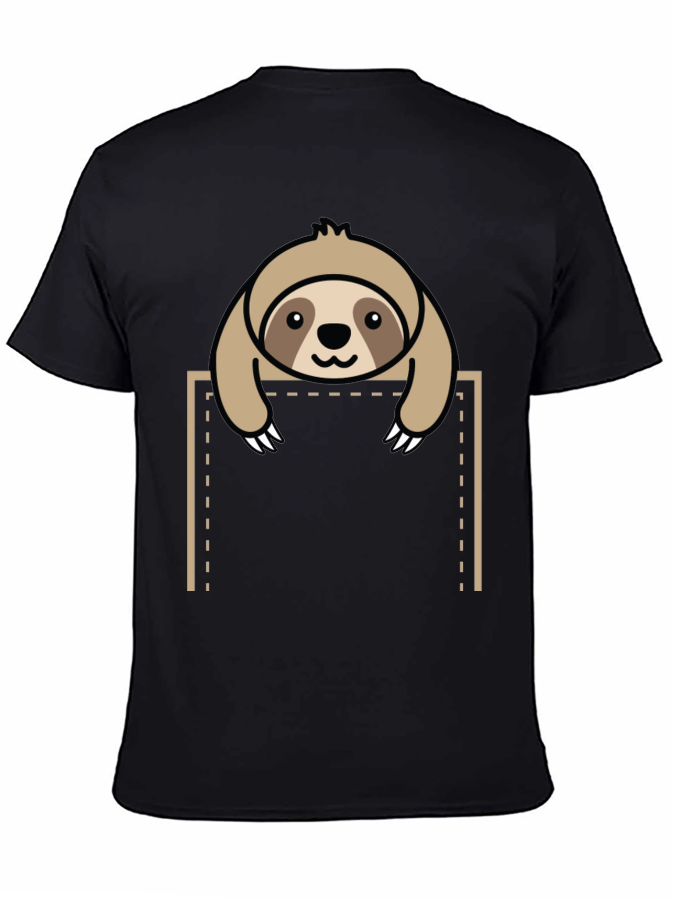 Sloth in Pocket Graphic Tee - Black