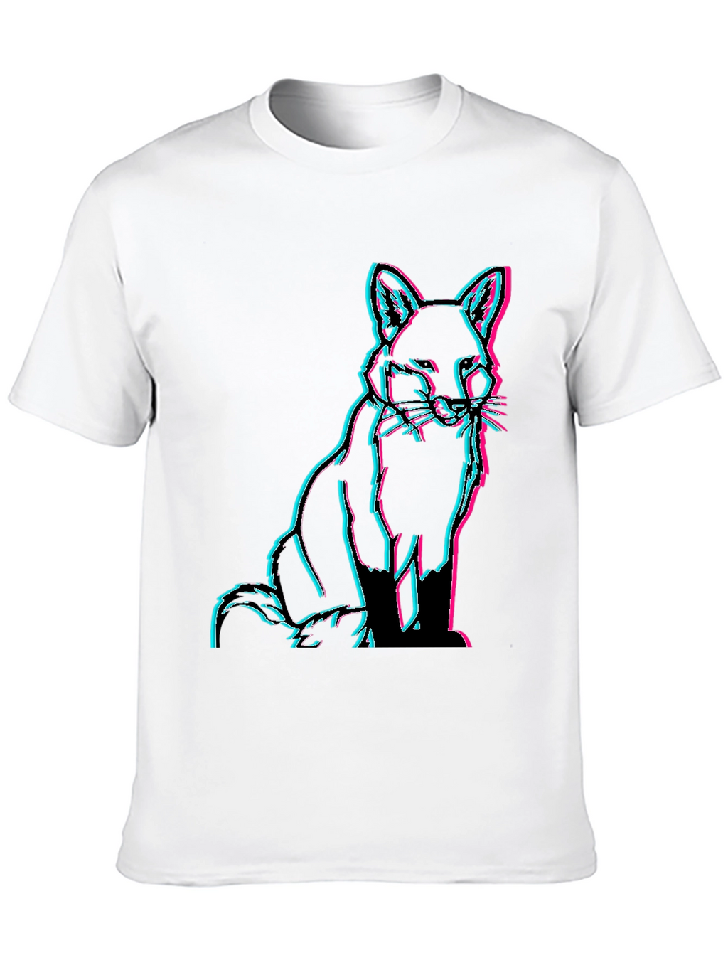 Fox Glitch Black T-Shirt - Trendy Graphic Tee