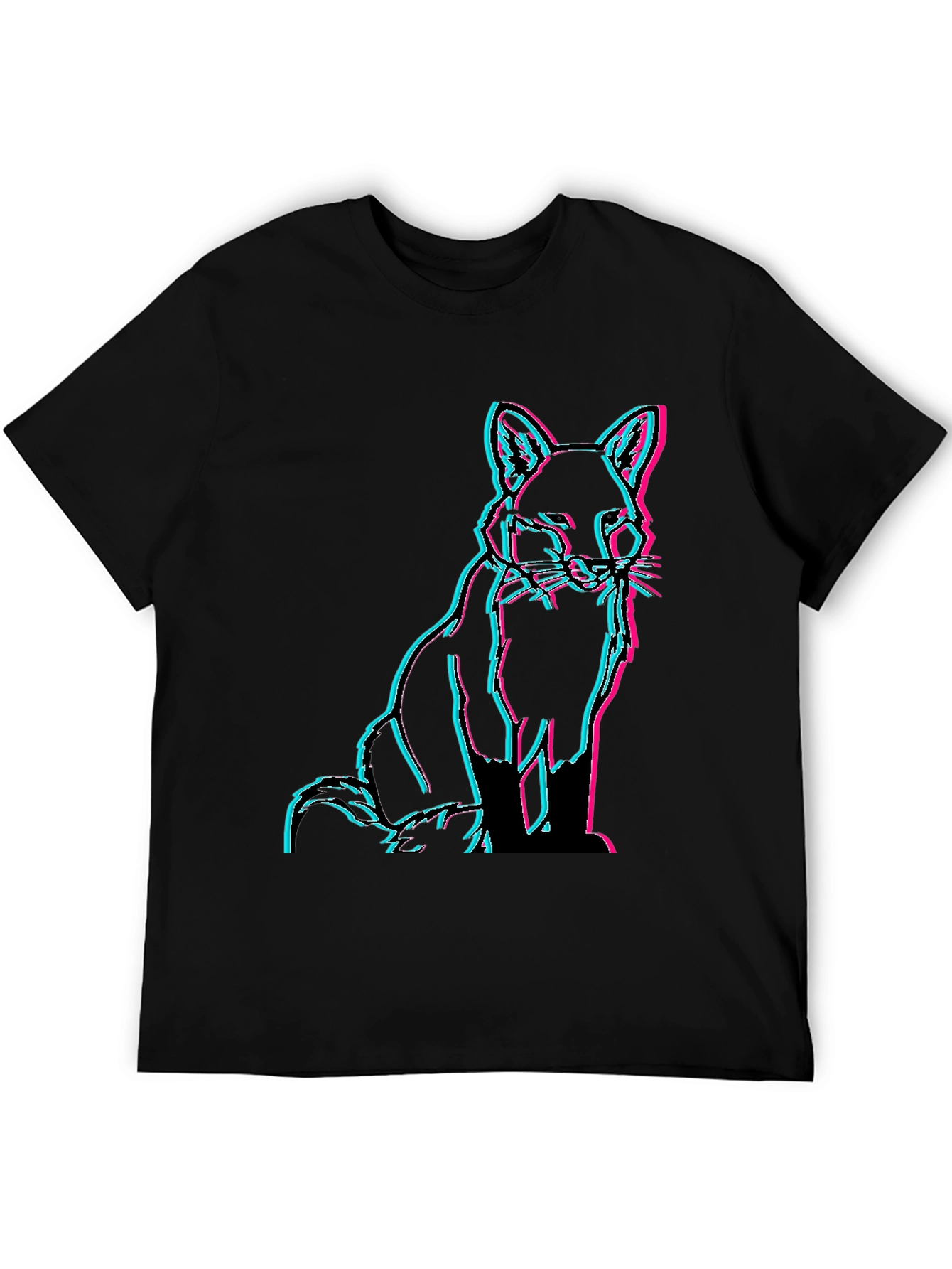Fox Glitch Black T-Shirt - Trendy Graphic Tee
