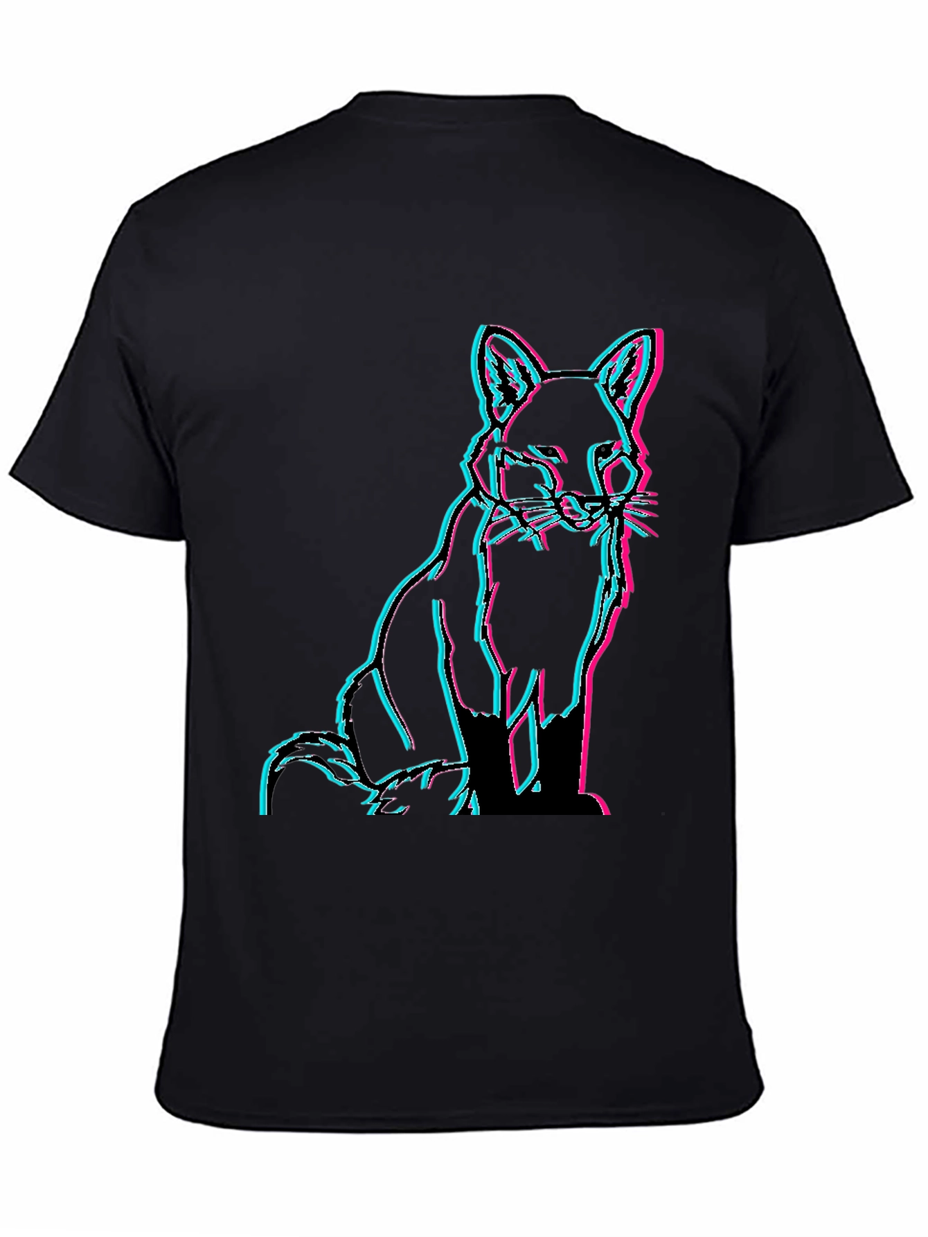 Fox Glitch Black T-Shirt - Trendy Graphic Tee