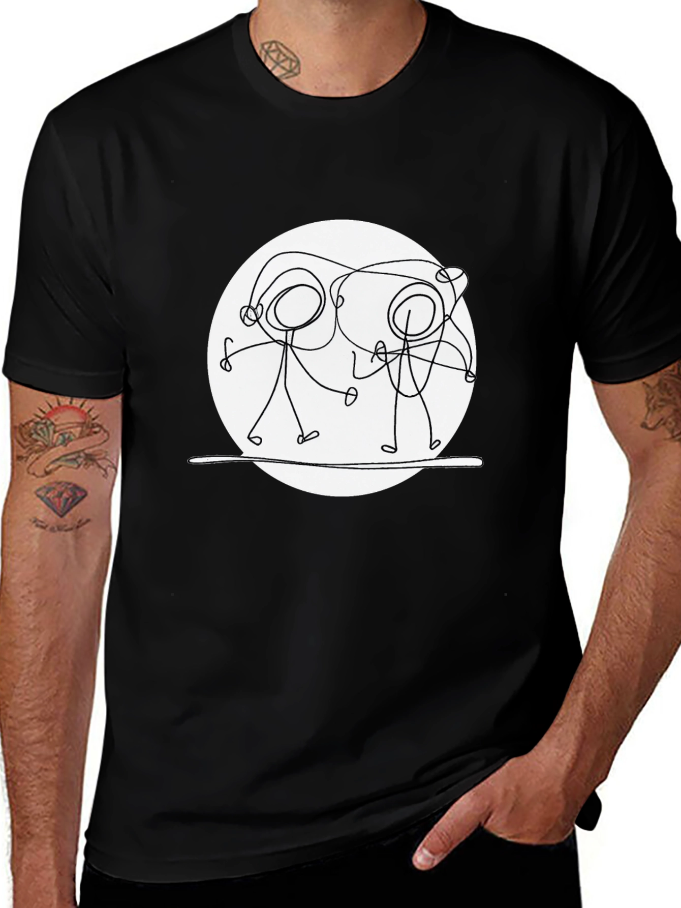Unique Stick Figure Graphic T-Shirt