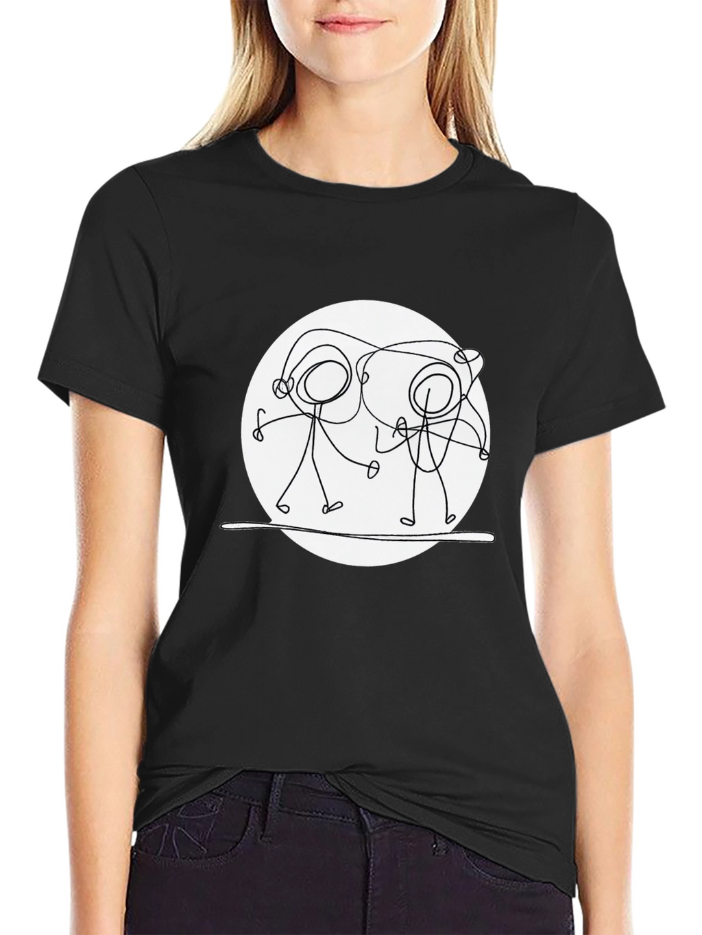 Unique Stick Figure Graphic T-Shirt