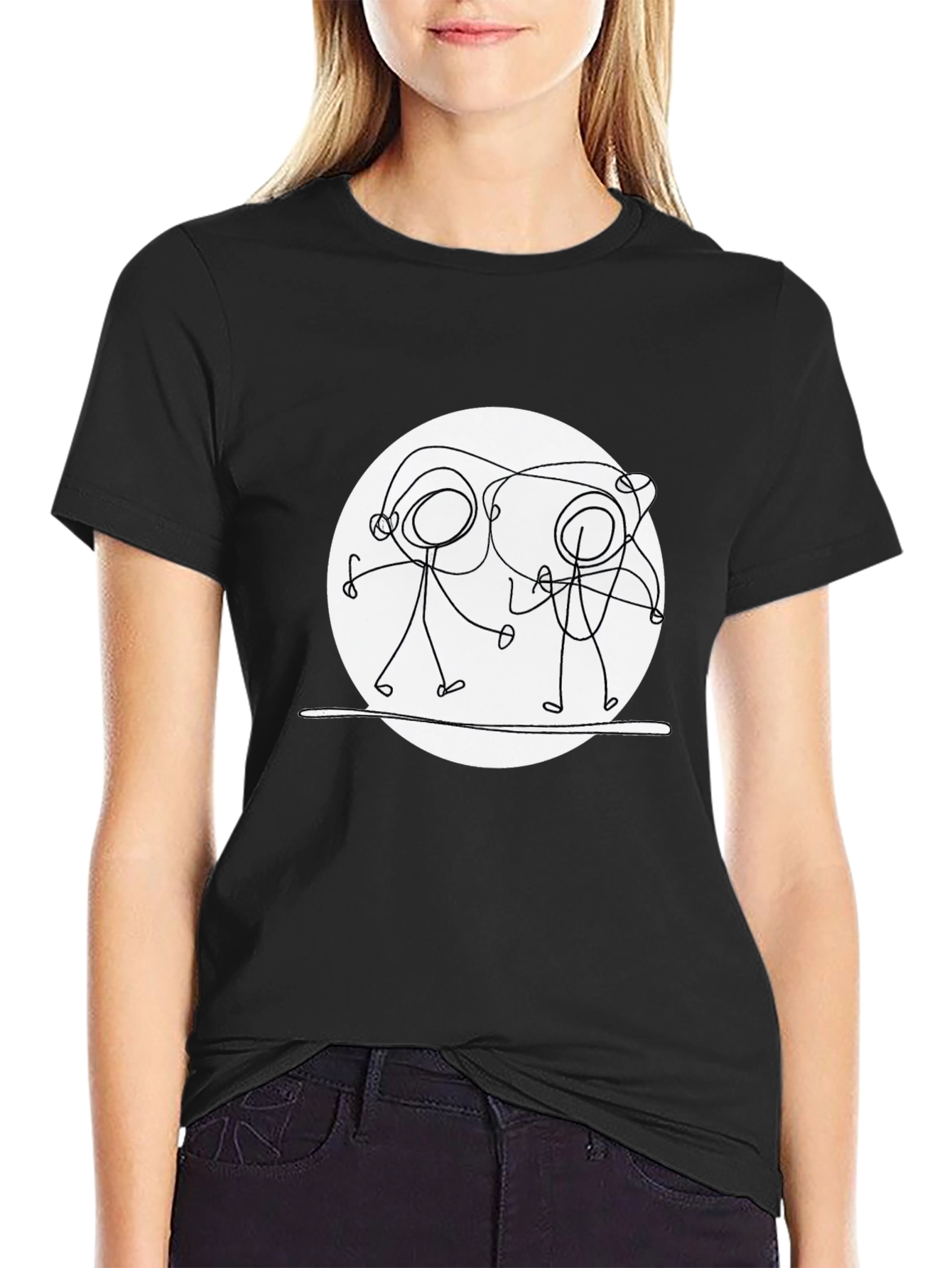 Unique Stick Figure Graphic T-Shirt