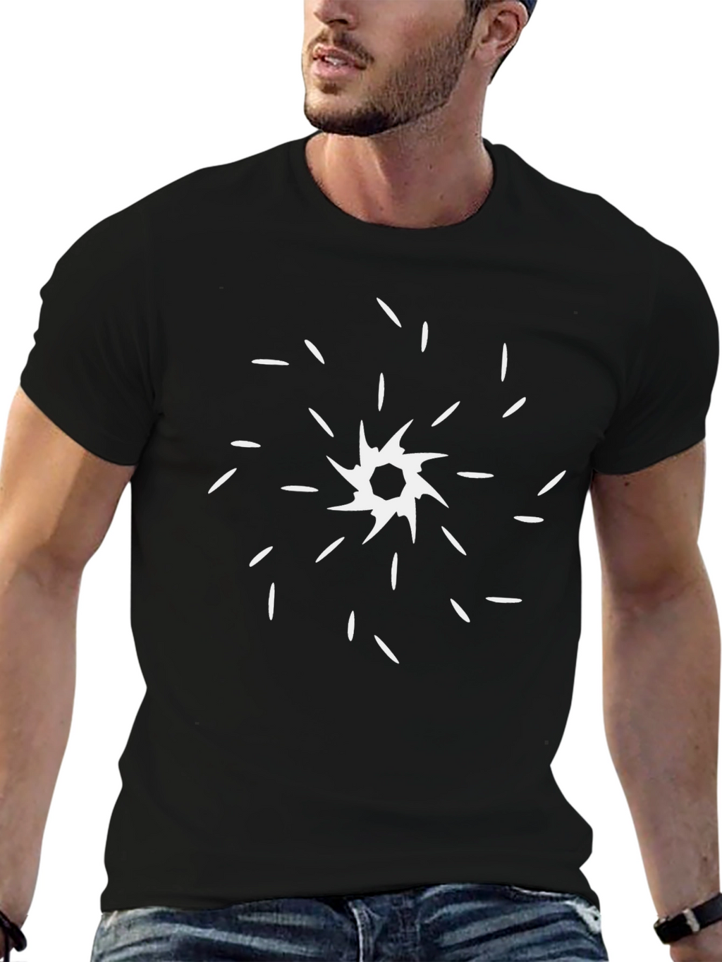 Abstract Starburst Graphic T-Shirt - Modern Black Tee