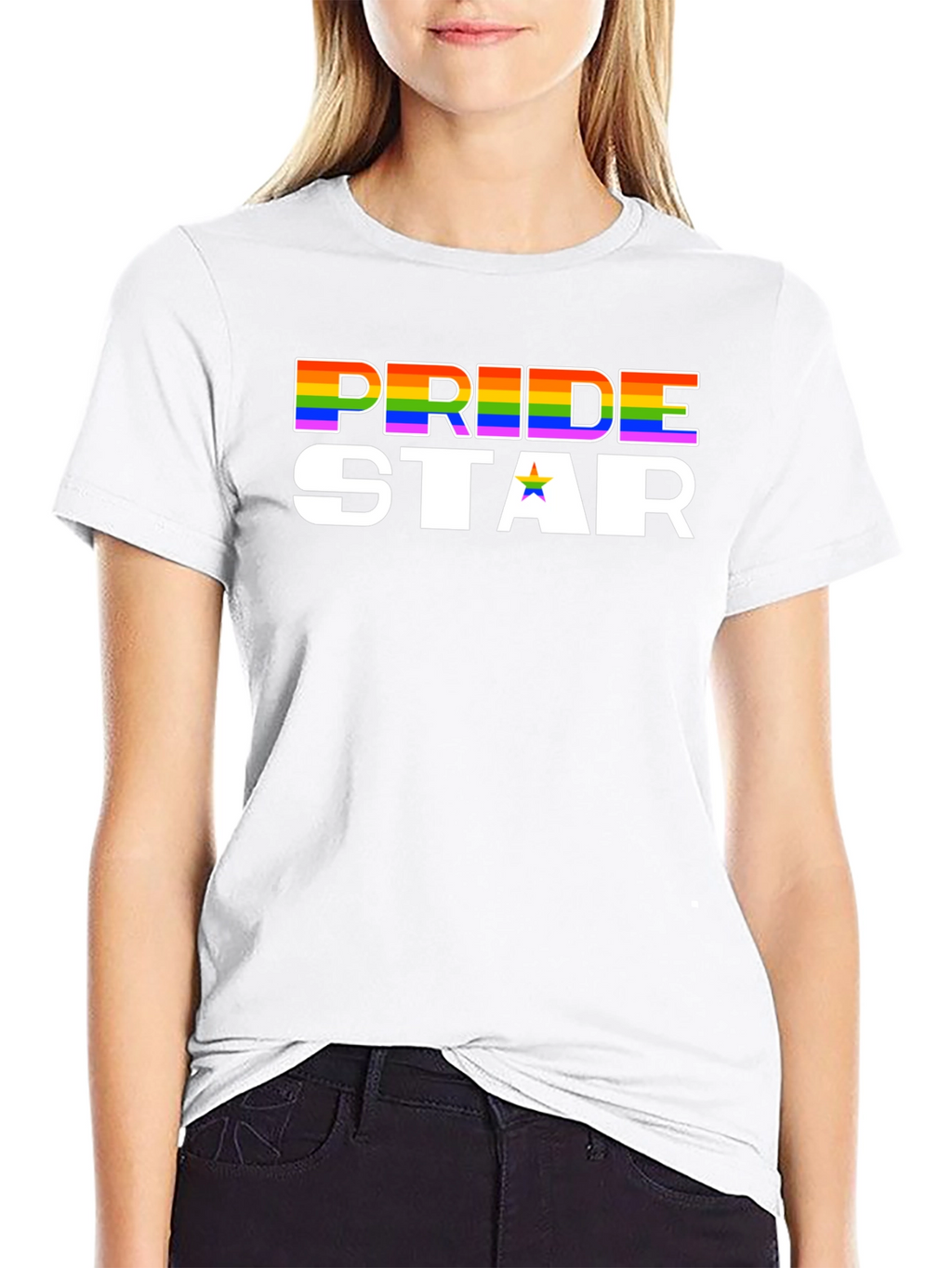 Pride Star Rainbow Graphic Tee - Black