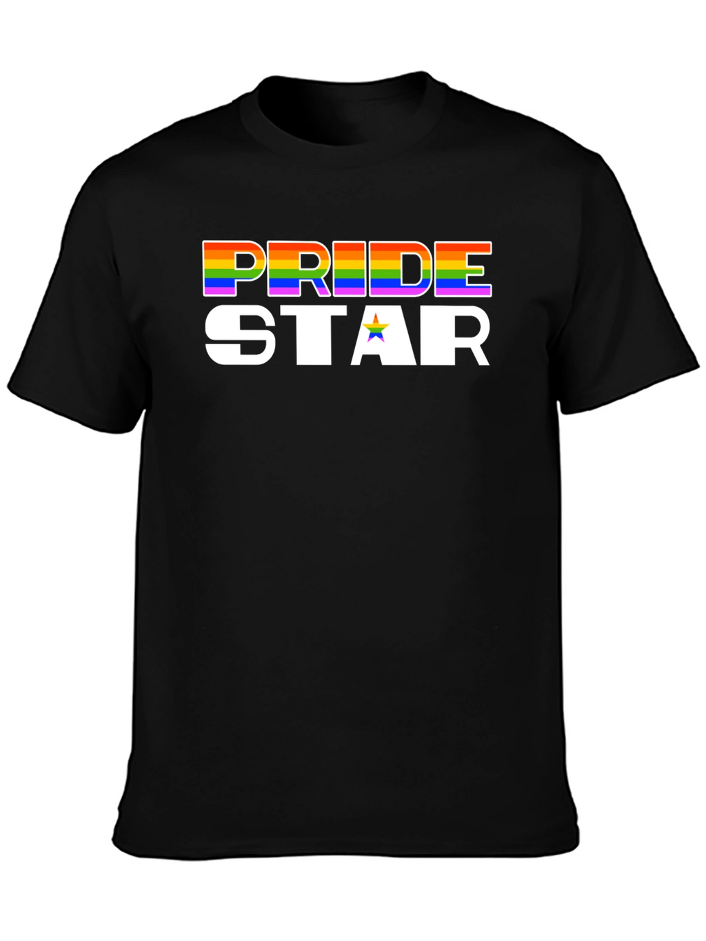 Pride Star Rainbow Graphic Tee - Black