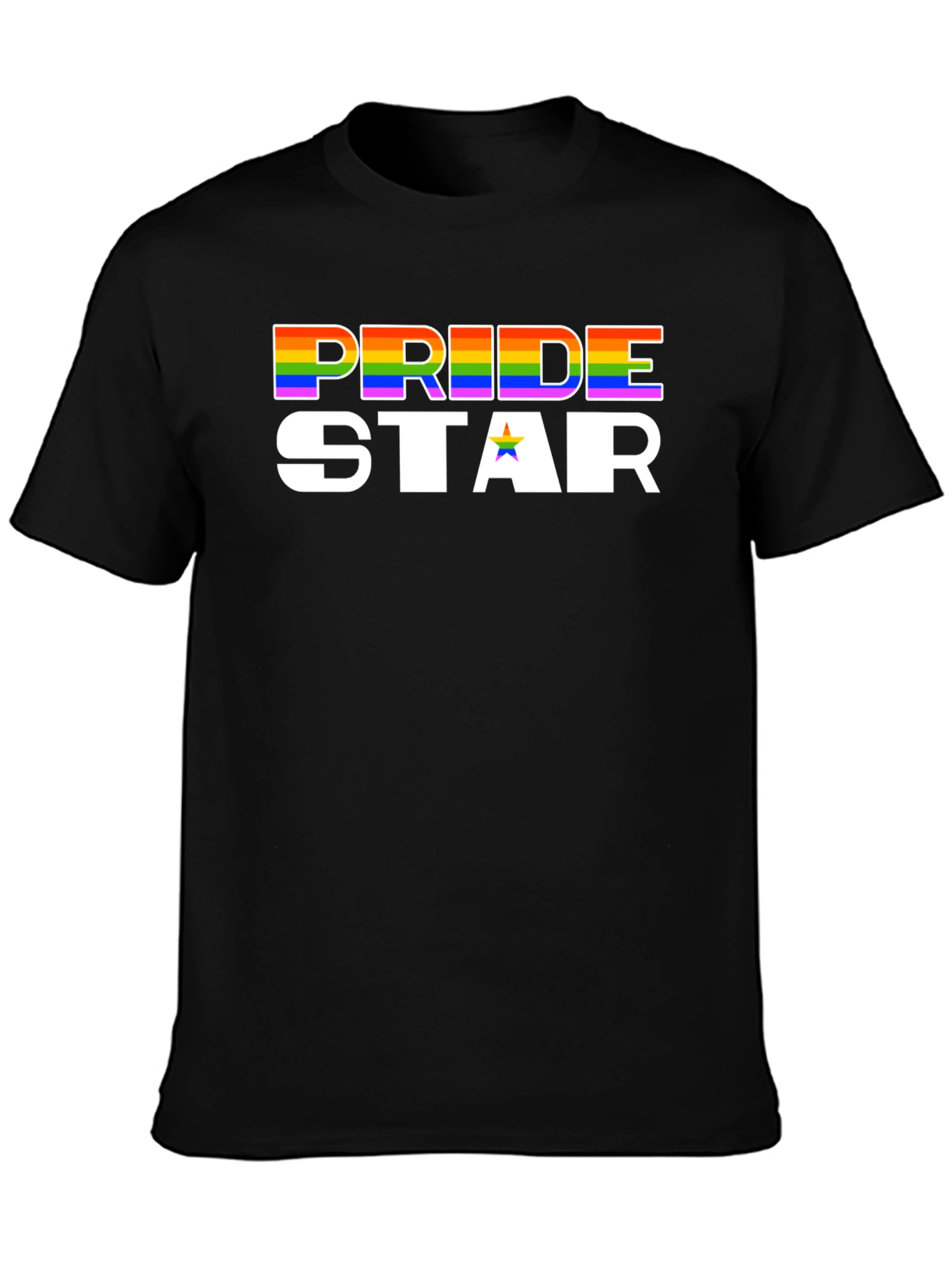 Pride Star Rainbow Graphic Tee - Black