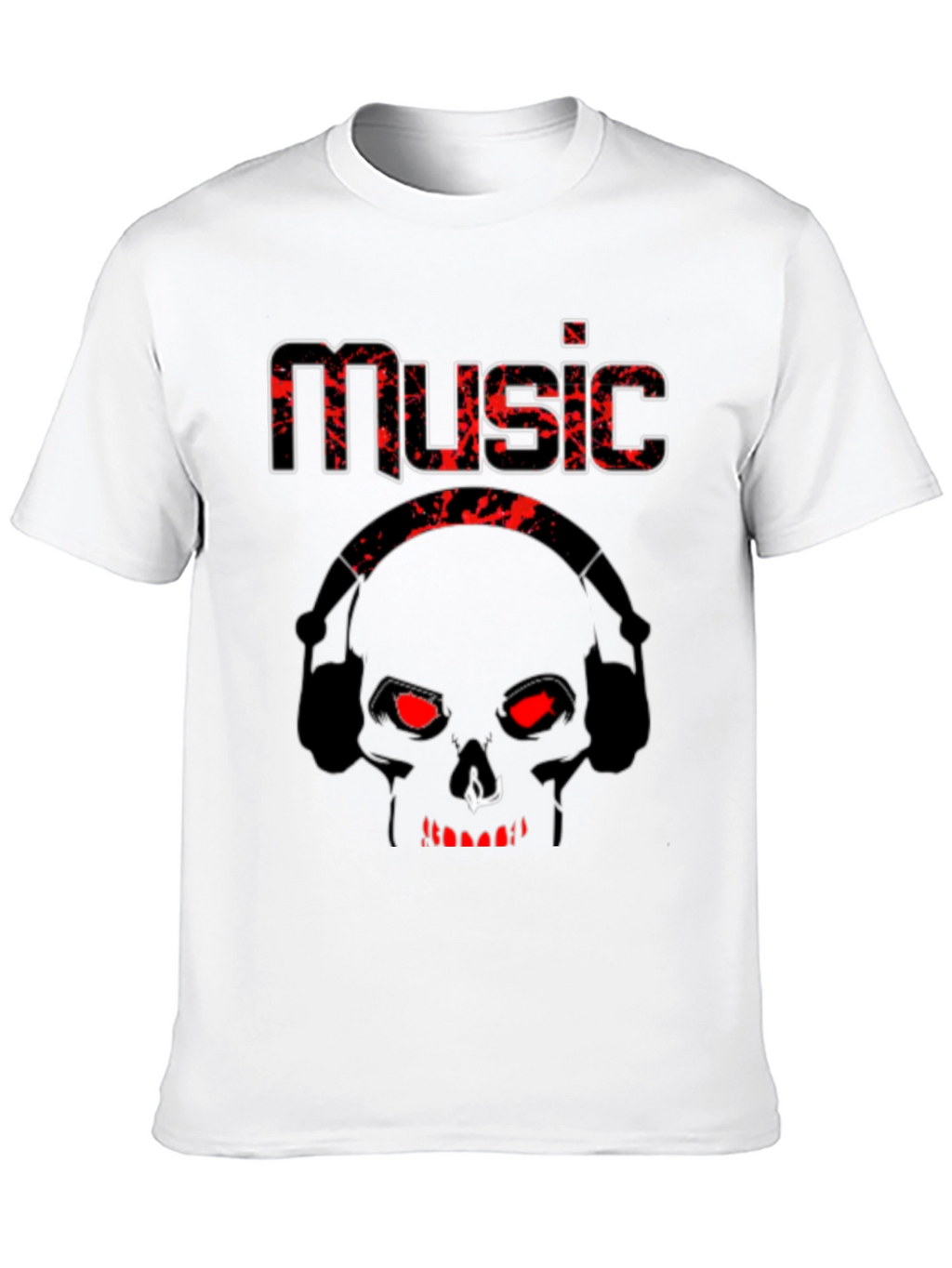 Music Skull Graphic T-Shirt - Black
