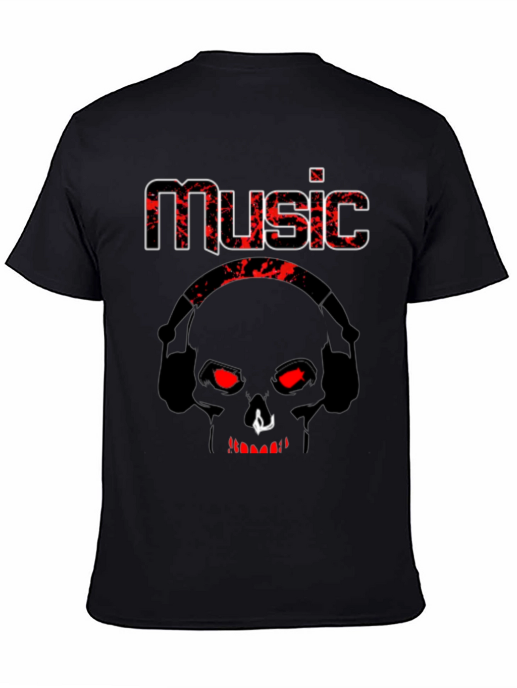 Music Skull Graphic T-Shirt - Black