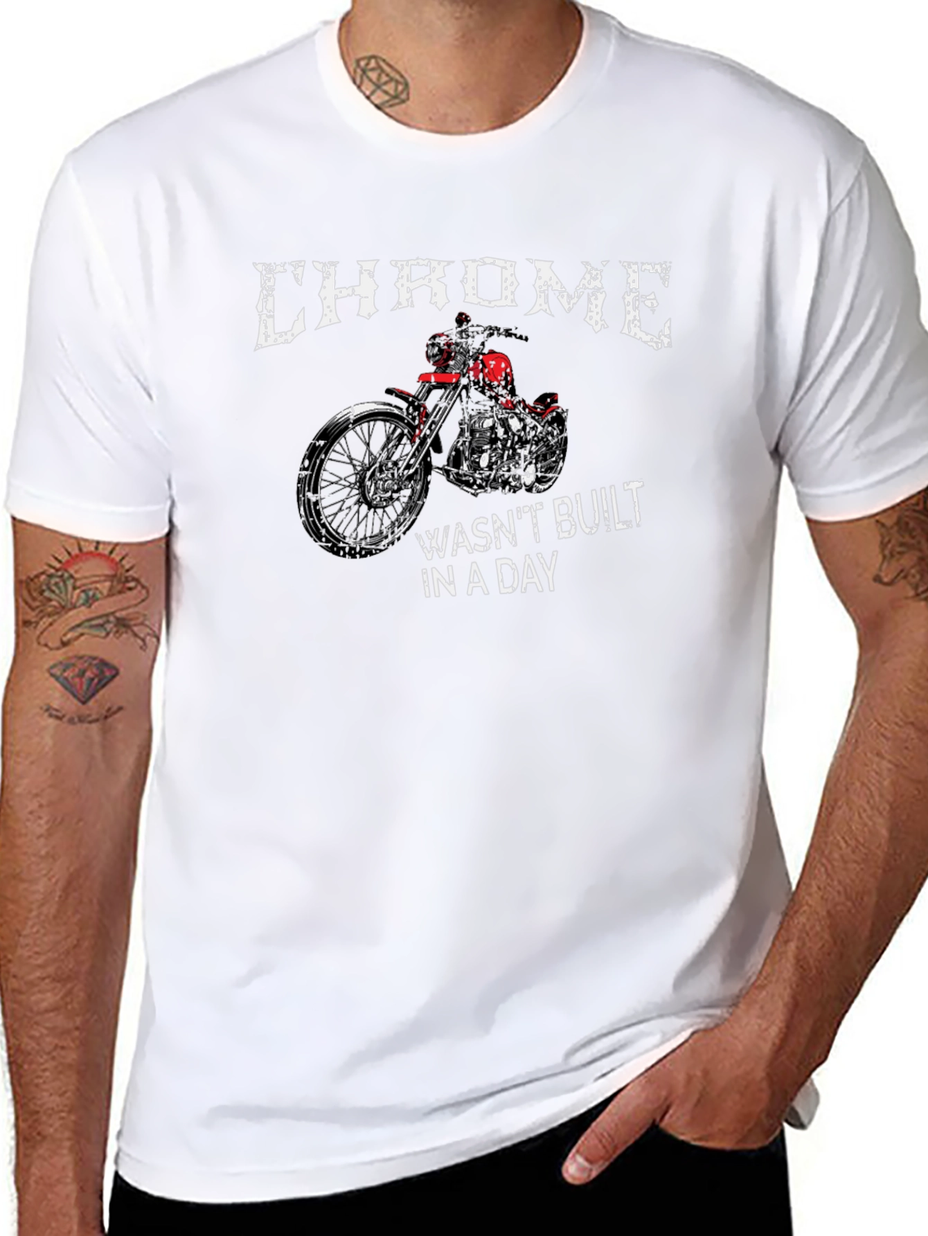 Chrome Motorcycle Graphic T-Shirt - Classic Biker Style