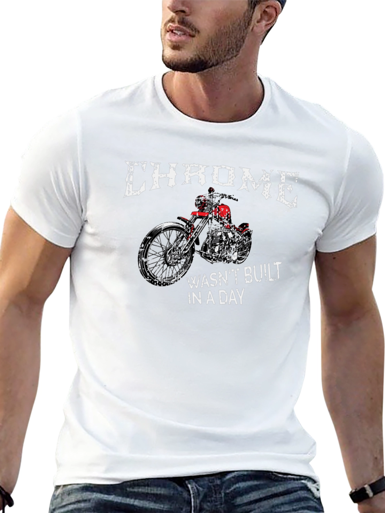 Chrome Motorcycle Graphic T-Shirt - Classic Biker Style