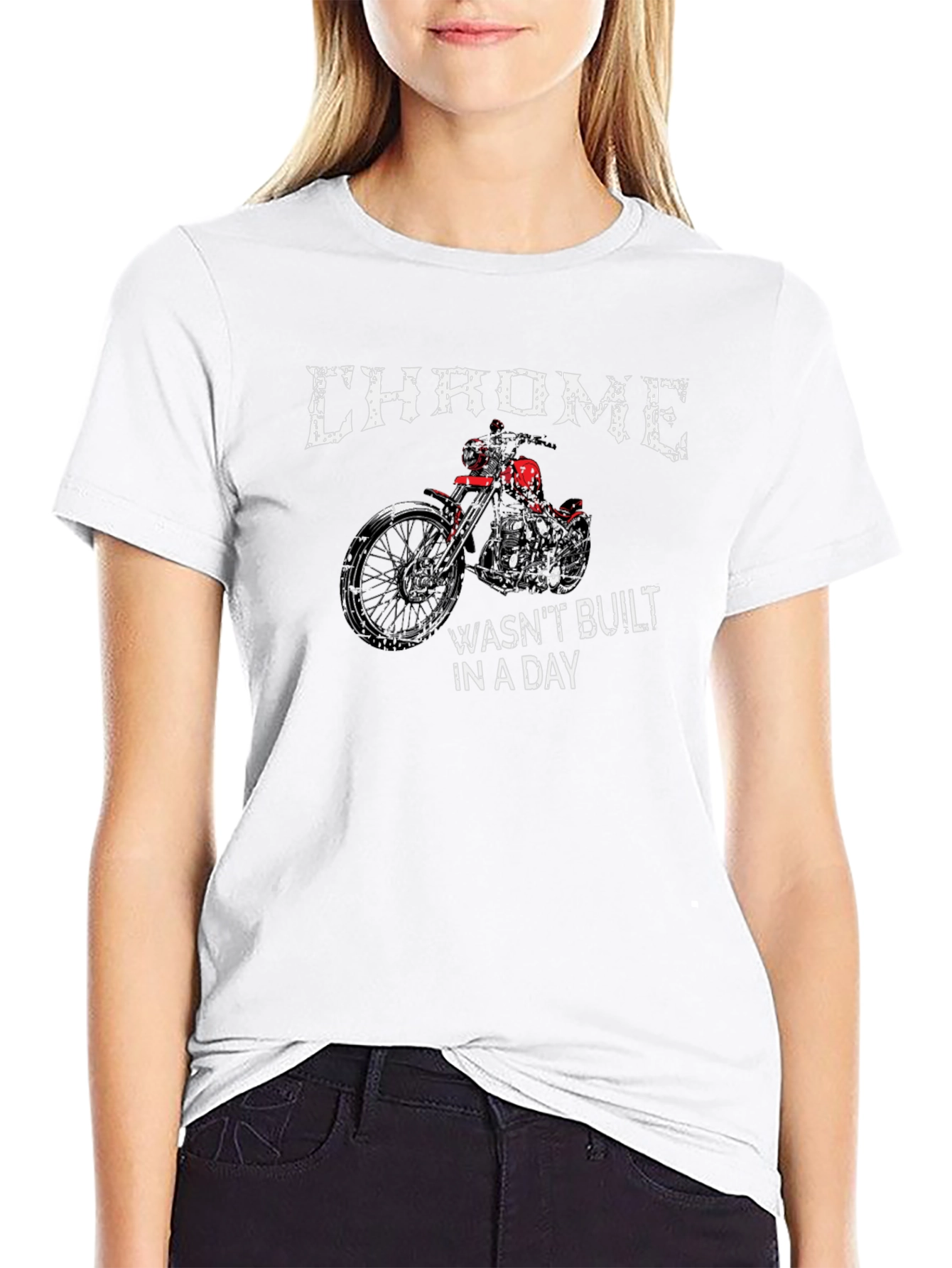 Chrome Motorcycle Graphic T-Shirt - Classic Biker Style