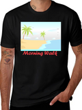 Morning Walk Beach Graphic Tee - Black