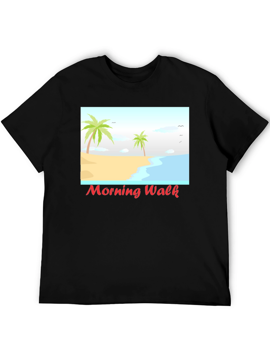 Morning Walk Beach Graphic Tee - Black