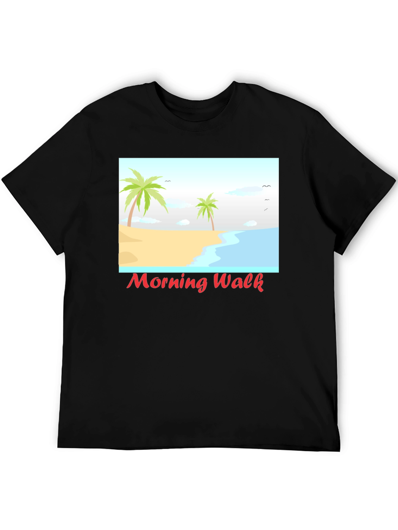 Morning Walk Beach Graphic Tee - Black