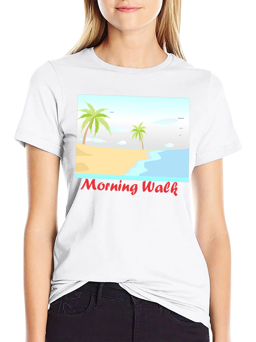 Morning Walk Beach Graphic Tee - Black