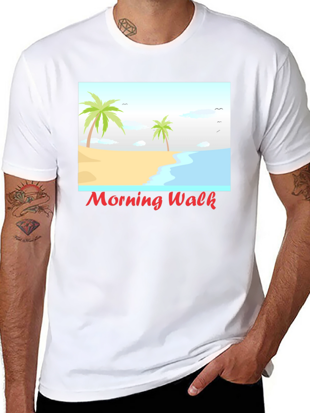 Morning Walk Beach Graphic Tee - Black