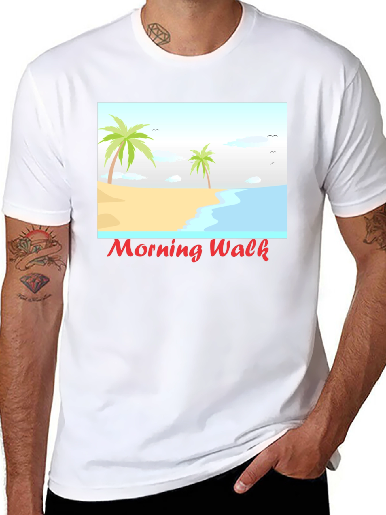 Morning Walk Beach Graphic Tee - Black
