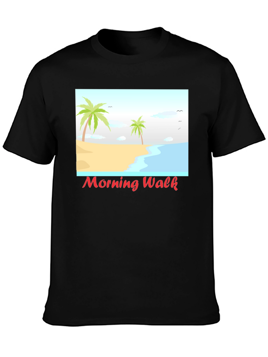 Morning Walk Beach Graphic Tee - Black