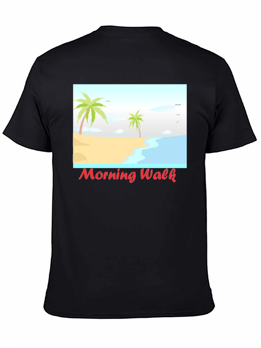 Morning Walk Beach Graphic Tee - Black