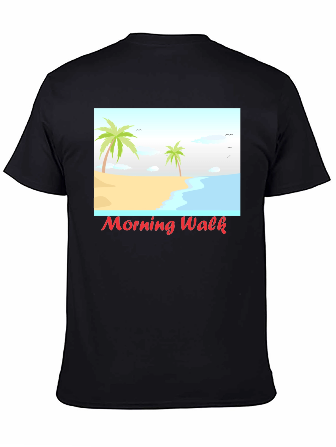 Morning Walk Beach Graphic Tee - Black