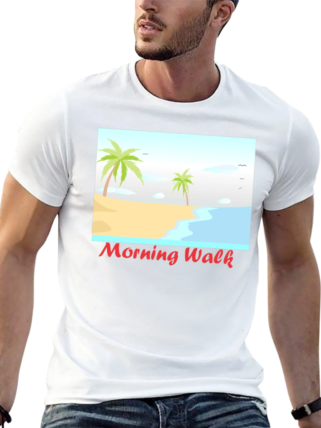 Morning Walk Beach Graphic Tee - Black