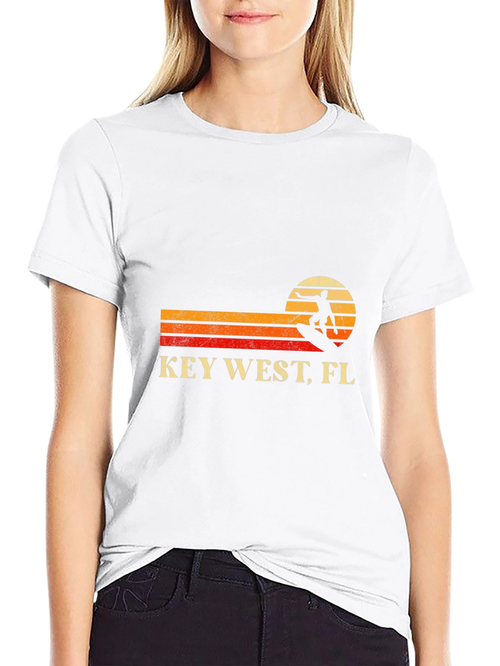 Key West FL Surfer Sunset Graphic Tee