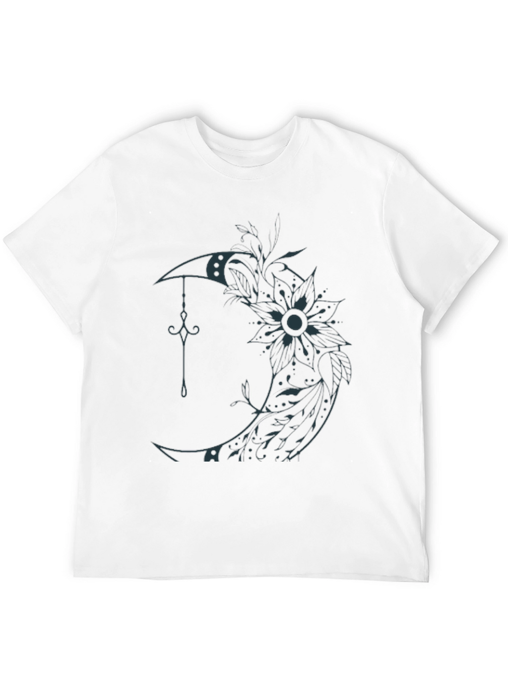 Moon Flower Graphic T-Shirt - Black