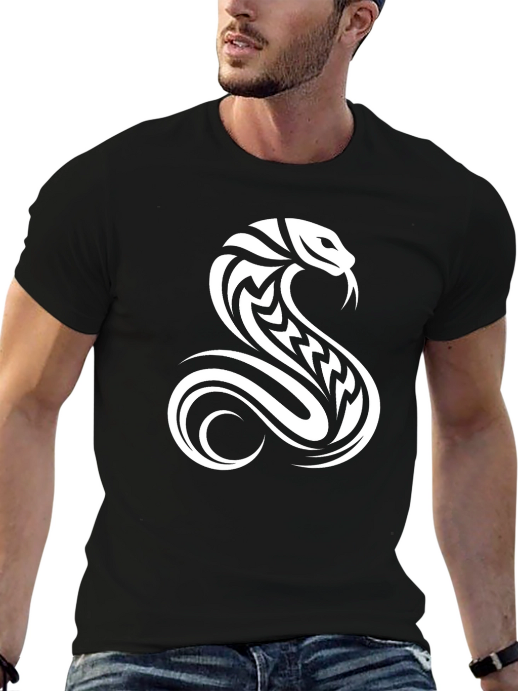 Mens Black Cobra Graphic Tee