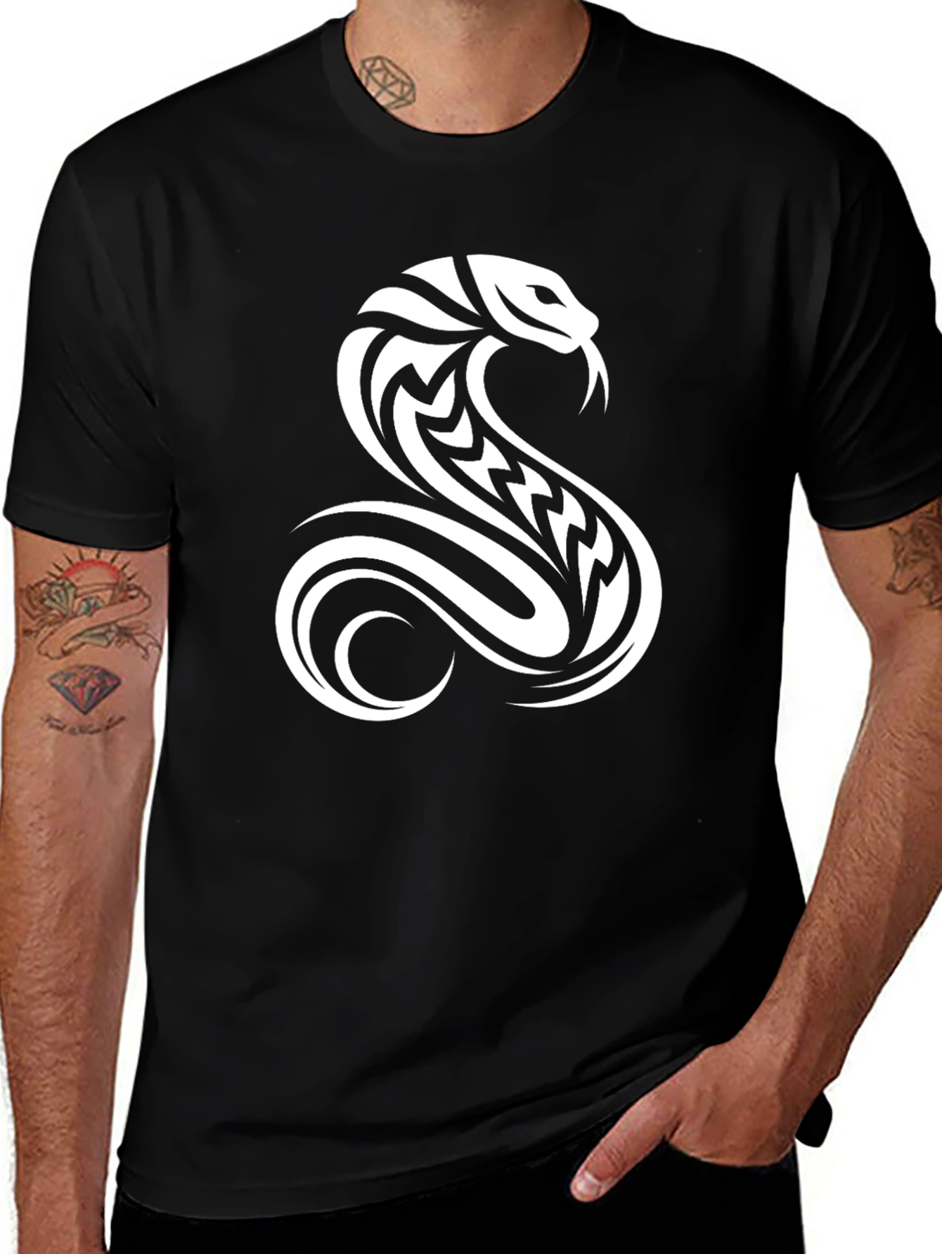 Mens Black Cobra Graphic Tee