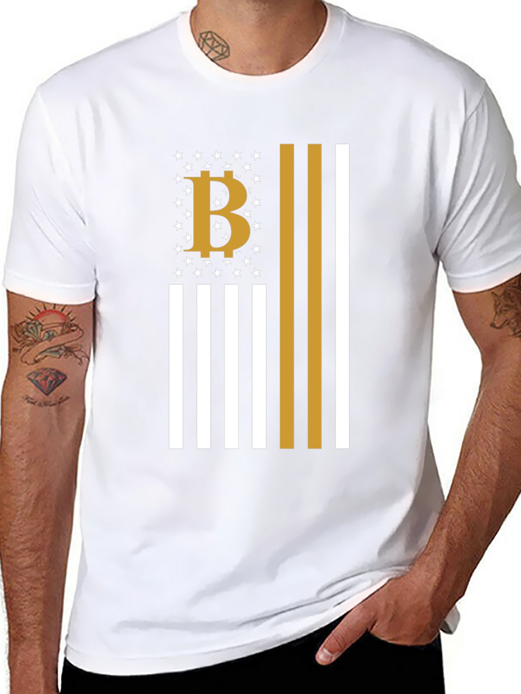 Bitcoin American Flag Style Graphic T-Shirt