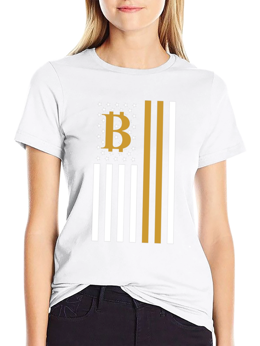 Bitcoin American Flag Style Graphic T-Shirt