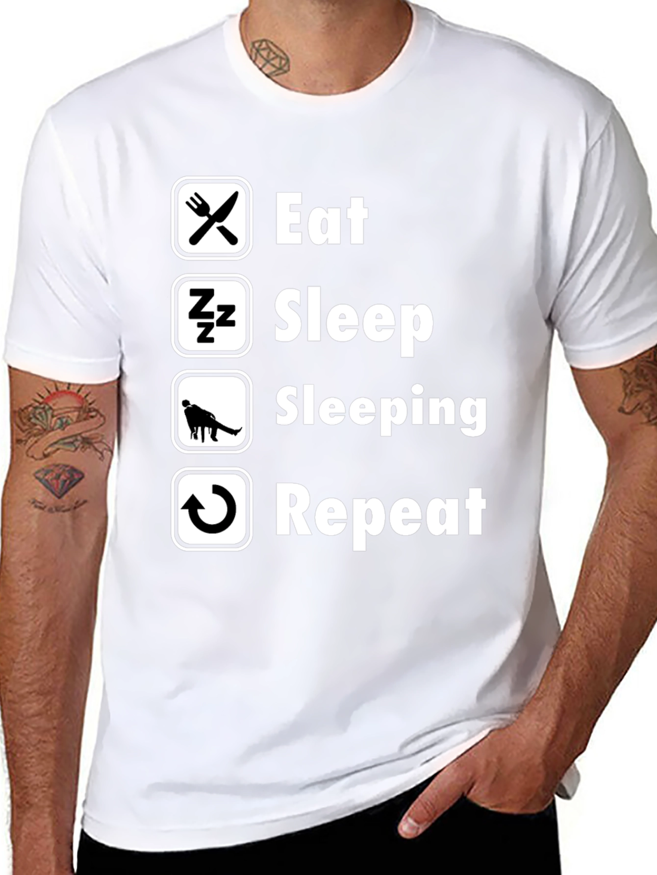 Eat Sleep Sleeping Repeat Black T-Shirt